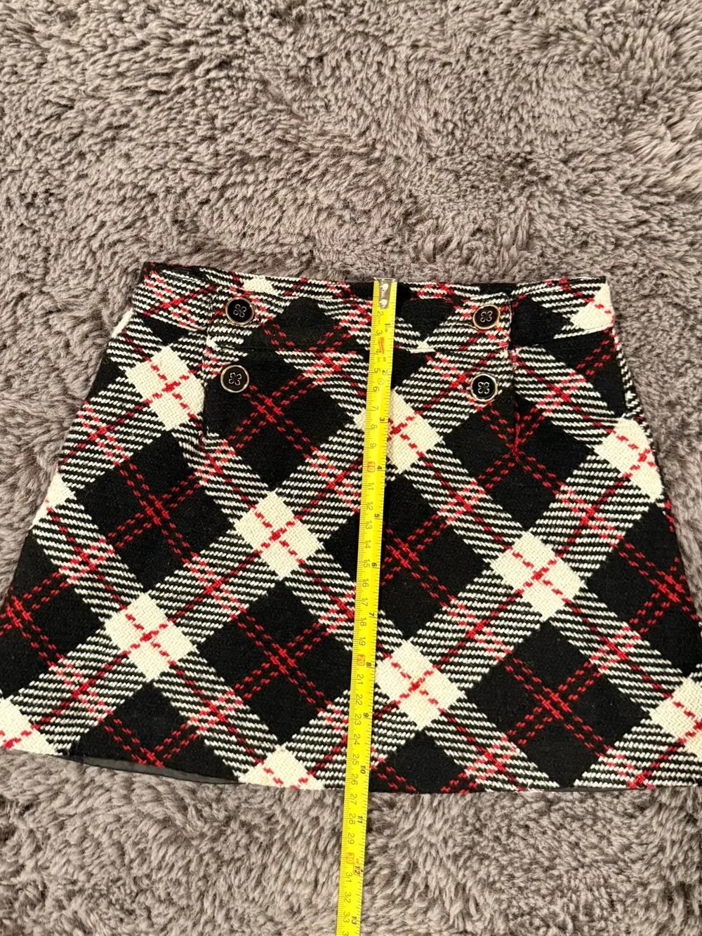 Janie and Jack Black, White & Red Plaid A-Line Mini Skirt